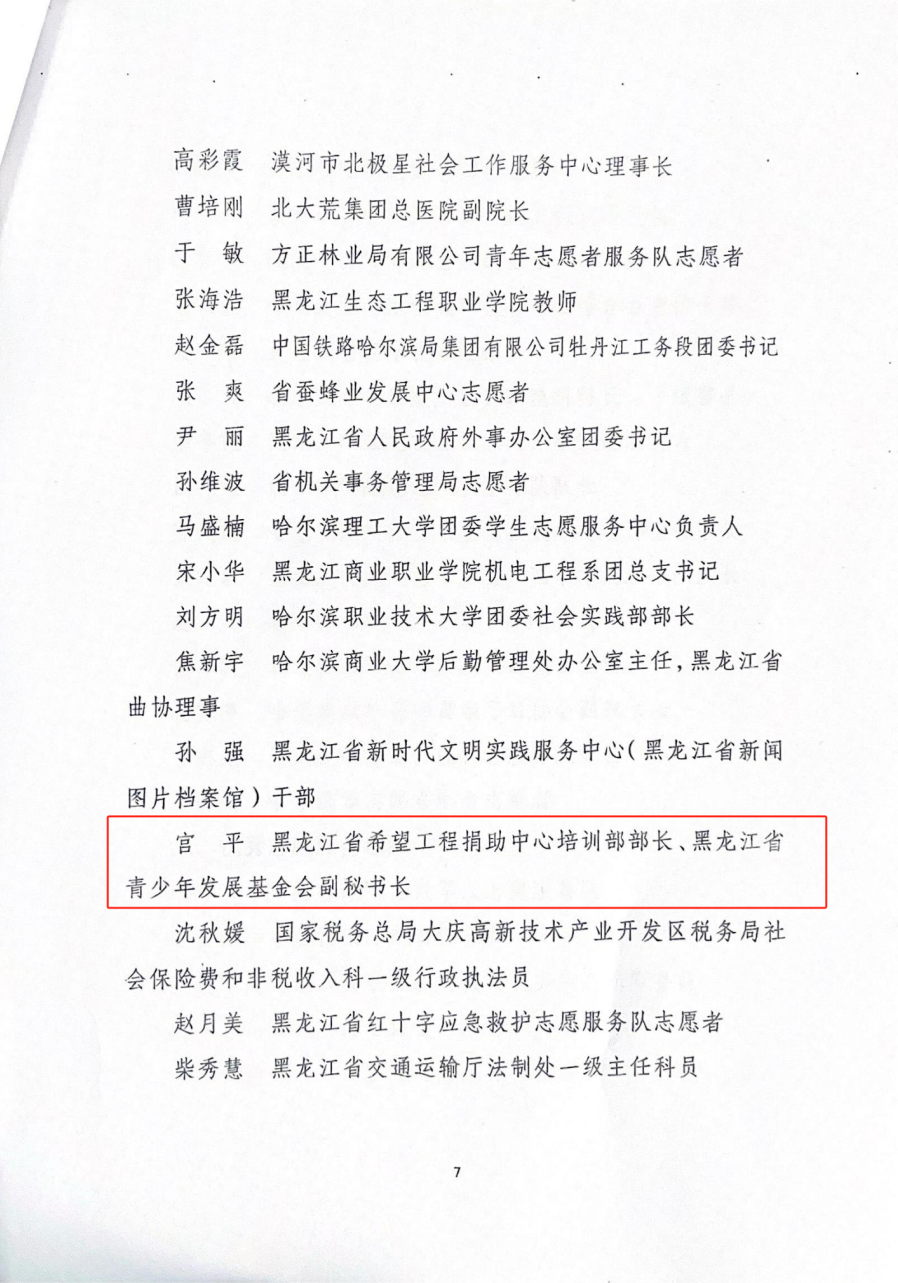 黑龙江省青少年发展基金会获全省志愿服务“四个100”先进典型“优秀志愿服务组织”称号(图4)